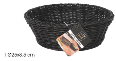 CORBEILLE A PAIN RONDE DIAM 25 CM  H8.5CM - PLASTIC OSIER