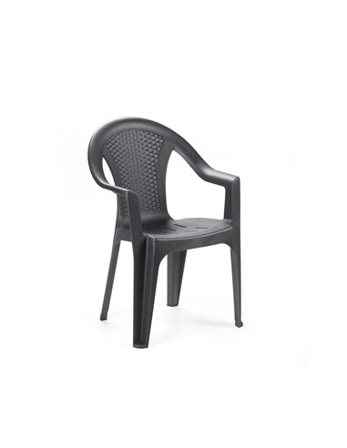 FAUTEUIL EMPILABLE  ISCHIA - ANTRACITE DOSSIER EFFET ROTIN  Made in EU