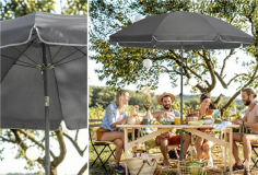 PARASOL Ø 2M POLYESTER  210gr/m2  GRIS - MAT Ø22-25