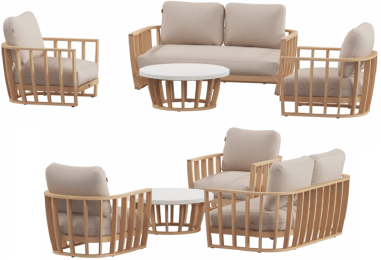 SALON COMPLET LEMINDO - 1 CANAPE + 2 FAUTEUILS + 1 TABLE BASSE