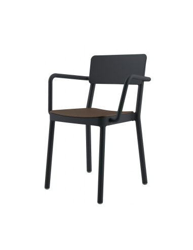 FAUTEUIL  EMPILABLE LISBOA GREY ANTHRACITE Made in EU