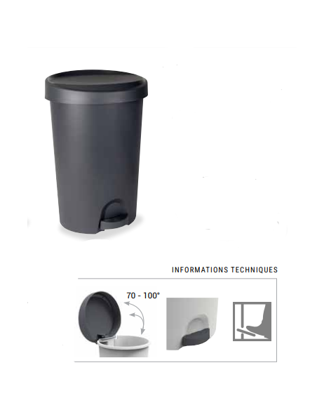 POUBELLE A PEDALE STEPY 45 L 40,9 X 35,1 X 60,4 CM EDA FRANCE