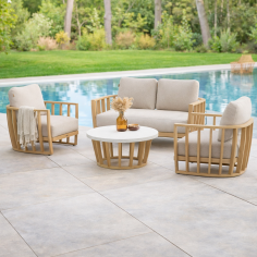 SALON COMPLET LEMINDO - 1 CANAPE + 2 FAUTEUILS + 1 TABLE BASSE