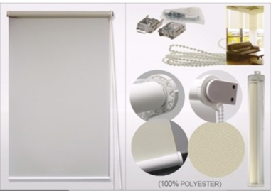 STORE ROULANT TISSUS 120/150CM   GRIS  & BEIGE -REV