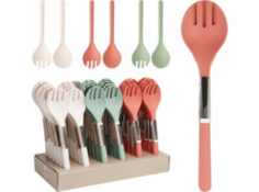 ENSEMBLE DE 2 COUVERTS A SALADE (VERT BLANC SAUMON)