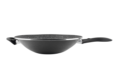 WOK  REVETEMENT PIERRE 34 CM  POIGNEE + ANSE  GRIS  VITRINOR - TOUS FEUX