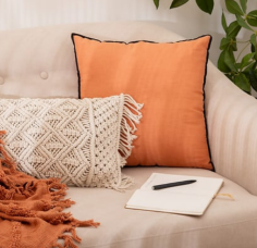 COUSSIN LIN ET COTON 45X45CM TERRACOTTA -LINAH 194315N