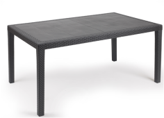 TABLE PRINCE 150 X 90 CM  ANTRACITE EFFET ROTIN Made in EU