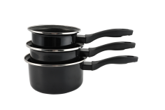 ENSEMBLE DE 3 CASSEROLES EMAIL "BLACK STONE"  Ø16-18-20 CM - TOUS FEUX ***ESP***