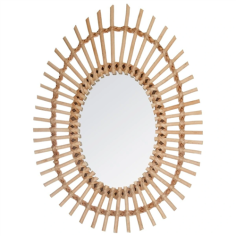 MIROIR OVAL EN ROTIN  43X58