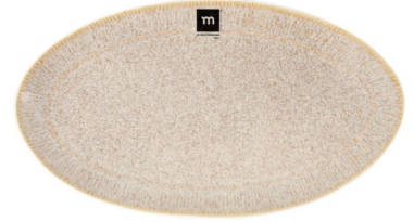 PLAT DE SERVICE OVAL 31x17CM FAIENCE CALOBRA CREME