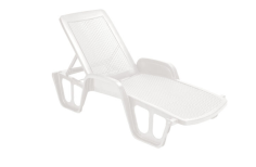BAIN DE SOLEIL - BLANC LETTI POOL - EFFET ROTIN DOSSIER REGLABLE Made in EU