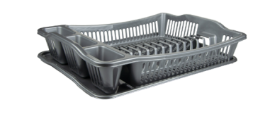 EGOUTTOIR VAISSELLE AVEC PLATEAU GRIS  ARGENT 38X48 CM