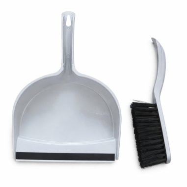 PELLE + BALAYETTE AVEC GOMME ""IRIS"" - GRIS CLAIR / POIL NOIR