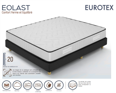 MATELAS EOLAST  140X190x 20 - 35 Kg - 2 cm memoryform 50kg