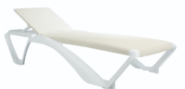 BAIN DE SOLEIL RESINE/TEXTILENE MARINA BLANC /TOILE BEIGE Made in EU ***ESP***