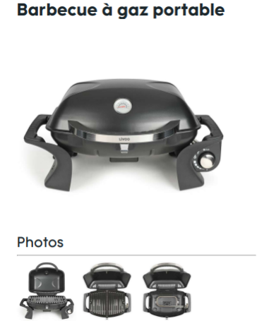 BARBECUE A GAZ  PORTABLE AVEC COUVERCLE