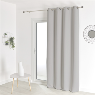 RIDEAU OBSCURCISSANT UNI GRIS  CLAIR 140 LX200  H A OEILLETS