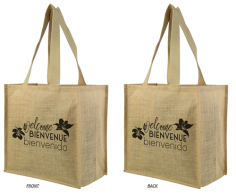 SAC EN TOILE DE JUTE     BIENVENUE  -  34.5 X 33 X24 CM