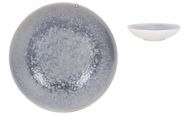 ASSIETTE CREUSE 21CM  FAIENCE MAITRE GRISE ADHARA
