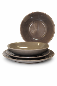 ASSIETTE PLATE NALA  GRES TAUPE 24 CM