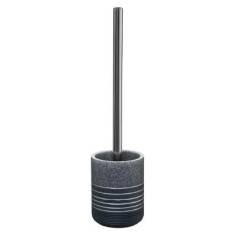BALAYETTE  WC NOIRE MANCHE ACIER  + SUPPORT SILVER