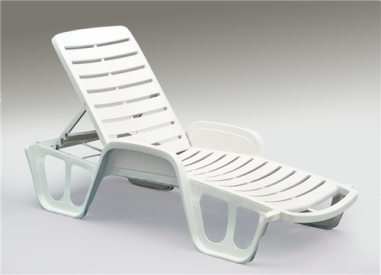 BAIN DE SOLEIL  LETTI  BLANC  DOSSIER REGLABLE  Made in EU **ESP**