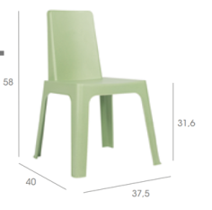 CHAISE ENFANT VERT AGUA  JULIETA 100% RECYCLE Made in EU