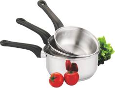 ENSEMBLE 3 CASSEROLES Ø14-16-18  ACIER INOX  TOUS FEUX