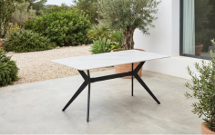 TABLE HERCULE CERAMIK BLANCHE MARBRE - 140x80CM