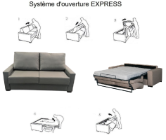 CANAPE CONVERTIBLE SIMILICUIR "ANA"  2 PLACES - MATELAS 140X190X15CM