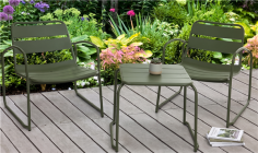 SALON KOP - 2 FAUTEUILS - 1 TABLE BASSE  - COULEUR METAL VERT  - SANDA