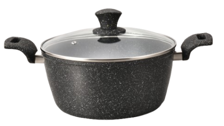 FAITOUT Ø24 CM "ALUMINIUM FORGÉ" + COUVERCLE EN VERRE - TOUS FEUX