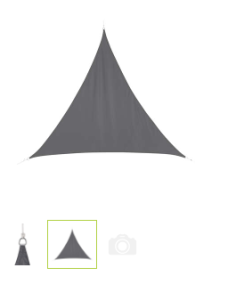 TOILE PAR/SOLEIL TRIANGLE 3x3X3 M GRIS ARDOISE -180GR/M²