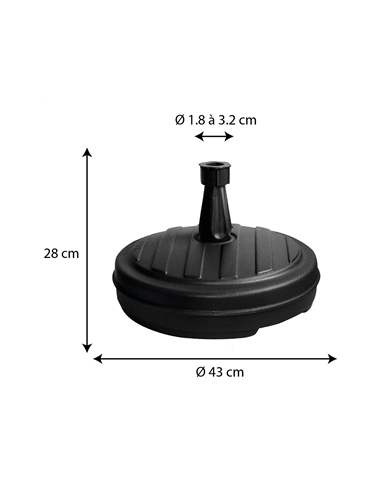 PIED DE PARASOL ROND PLASTIQUE NOIR 13L  EDA FRANCE **RUPTURE**