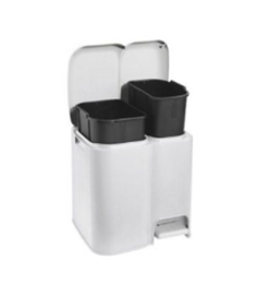 POUBELLE CUISINE  25 L TRI SELECTIF 2 CASES BLANC ***ESP***