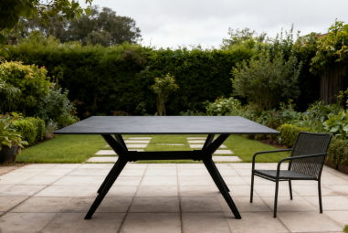 TABLE HERCULE CERAMIK GRIS ANTHRACITE - Ø90 CM