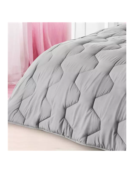 COUETTE MICROFIBRE "SOFT PLUS" 140 X 200 CM GRIS FONCE 550 GR/M² **ESP**
