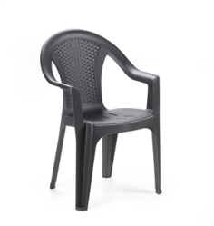 FAUTEUIL EMPILABLE  ISCHIA - ANTRACITE DOSSIER EFFET ROTIN  Made in EU