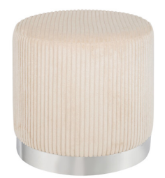 POUF SYLIA DIAM 38CM VELOURS IVOIRE - 207369A