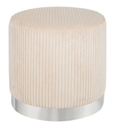 POUF SYLIA DIAM 38CM VELOURS IVOIRE - 207369A