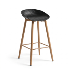 TABOURET DE BAR ANTHRACITE - PIED ACIER IMITATION BOIS "PEX"