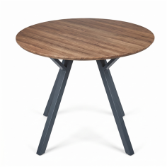 TABLE Ø 69 CM X 75CM HAUTEUR - PIED NOIR PLATEAU BOIS -  MATHILDE