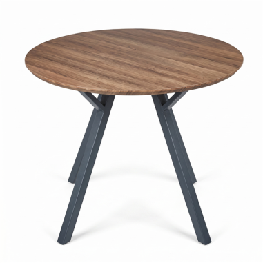 TABLE Ø 69 CM X 75CM HAUTEUR - PIED NOIR PLATEAU BOIS -  MATHILDE