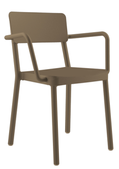 FAUTEUIL  EMPILABLE LISBOA TAUPE / CHOCOLAT Made in EU