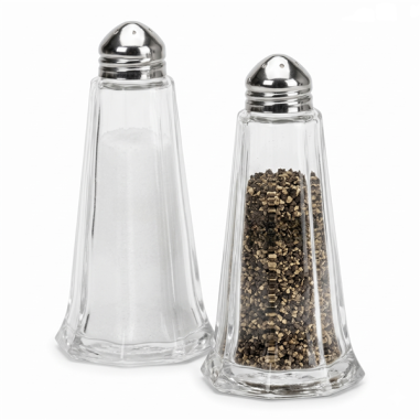 SET SALIERE ET POIVRIERE  EN VERRE BOUCHON INOX