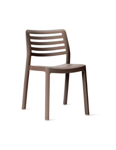 CHAISE WIND  TAUPE / CHOCO  - IN / OUT - EMPILABLE Made in EU ***PROMOTION***