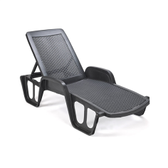 BAIN DE SOLEIL - ANTHRACITE LETTI POOL - EFFET ROTIN DOSSIER REGLABLE Made in EU