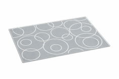 PLANCHE A DECOUPER EN VERRE 40 X 30 CM GRISE MOTIFS PAS DE LAVE VAISSELLE