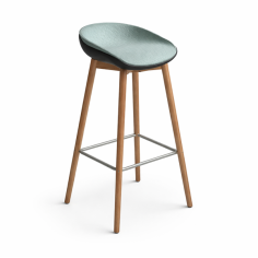 TABOURET DE BAR VERT AGAVE - PIED ACIER IMITATION BOIS "PEX"